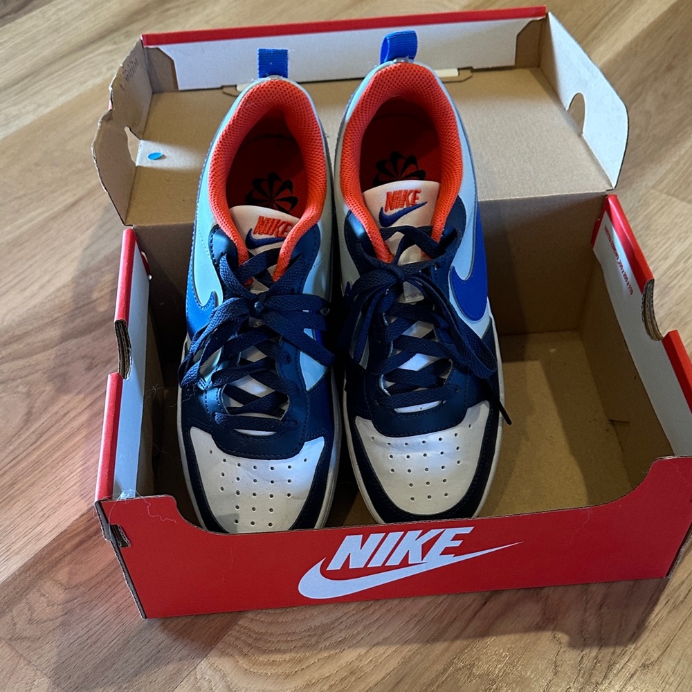 Nike Navy and White Sneakers with Orange Accents